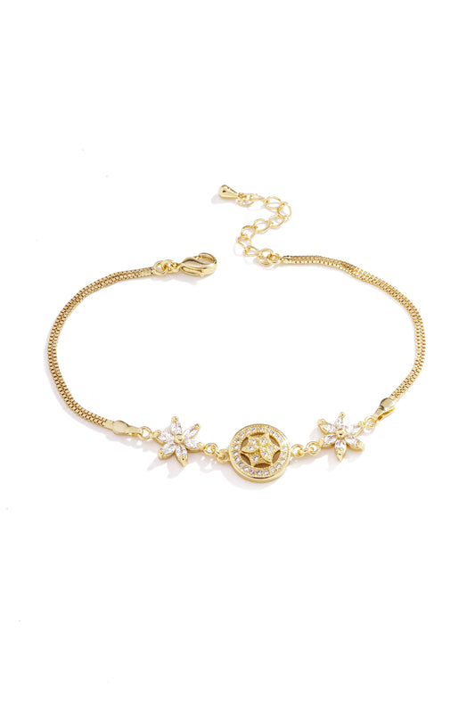 Pulseira Flor e Estrela com Zircônias